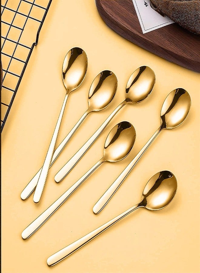 KOOSHLO Dinner Spoons Set Stainless Steel Spoons for Home, Kitchen or Restaurant Tablespoons Dinner, Large and Heavy Duty Round Spoons (Gold, 10) - Image 4