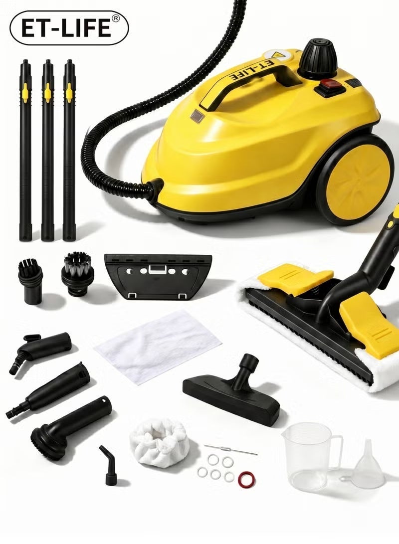 Multifunction Steam Cleaner, for Floor Cleaning/Car Cleaning/Sofa Cleaning/Kitchen Cleaning/Toilet Cleaning/Washer Cleaning/Housekeeping, 2L, 2000W, 3m Wired, SE8620, Yellow