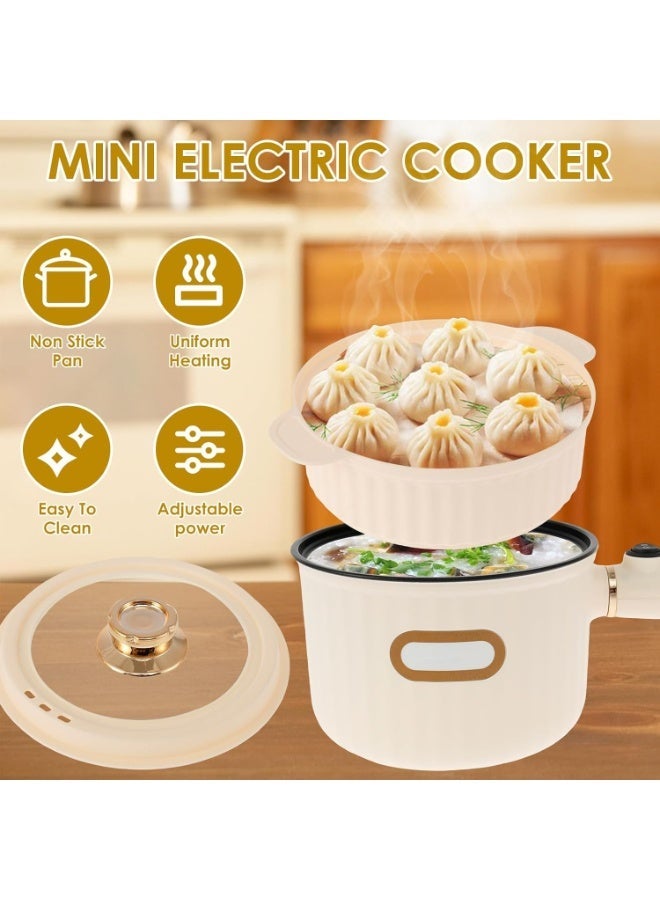 Arabest Electric Hot Pot with Steamer, 1.6L Portable Non-Stick Frying Pan with Adjustable Double Power Control, Multi-Function Mini Hot Pot Cooker for Stir Fry Steak Noodles Soup Pasta Vegetables Eggs - Image 3