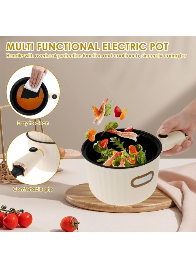 Arabest Electric Hot Pot with Steamer, 1.6L Portable Non-Stick Frying Pan with Adjustable Double Power Control, Multi-Function Mini Hot Pot Cooker for Stir Fry Steak Noodles Soup Pasta Vegetables Eggs - Image 4