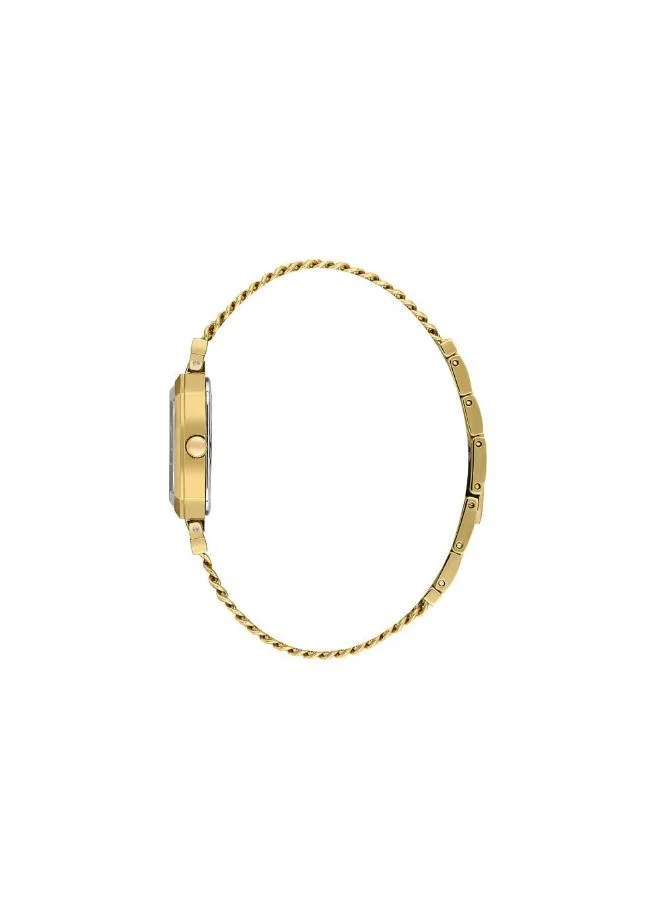 DANIEL KLEIN Women's Stainless Steel Gold Alloy Case Analog Dark Green Square Emboss Dial Japanese Quartz Premium 30 Meters Water Resistant