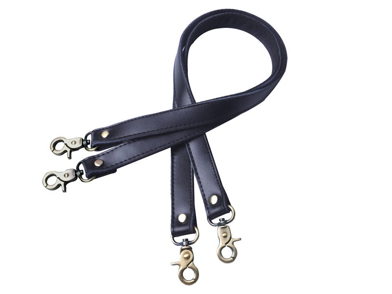 Wento Leather Purses Straps, Lobster Hook, Black, 24'' Length, 0.78'' Width, Real Leather Sewing Canvas Backing, Replacement Purse Straps - Image 4