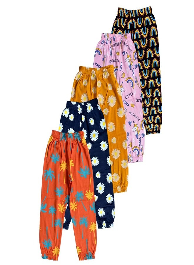 T2F Girls Cotton Regular Fit Printed Track Pant (Pack of 5) - Image 1