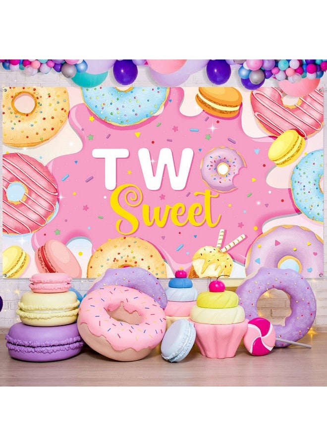 Tiamon Two Sweet Birthday Backdrop Banner Decoration Pink Donut 2Nd Birthday Party Photography Background Props For Girl Donut Party Donut Grow Up Party Candy Party Baby Shower Supplies 6 X 4 Ft - Image 4