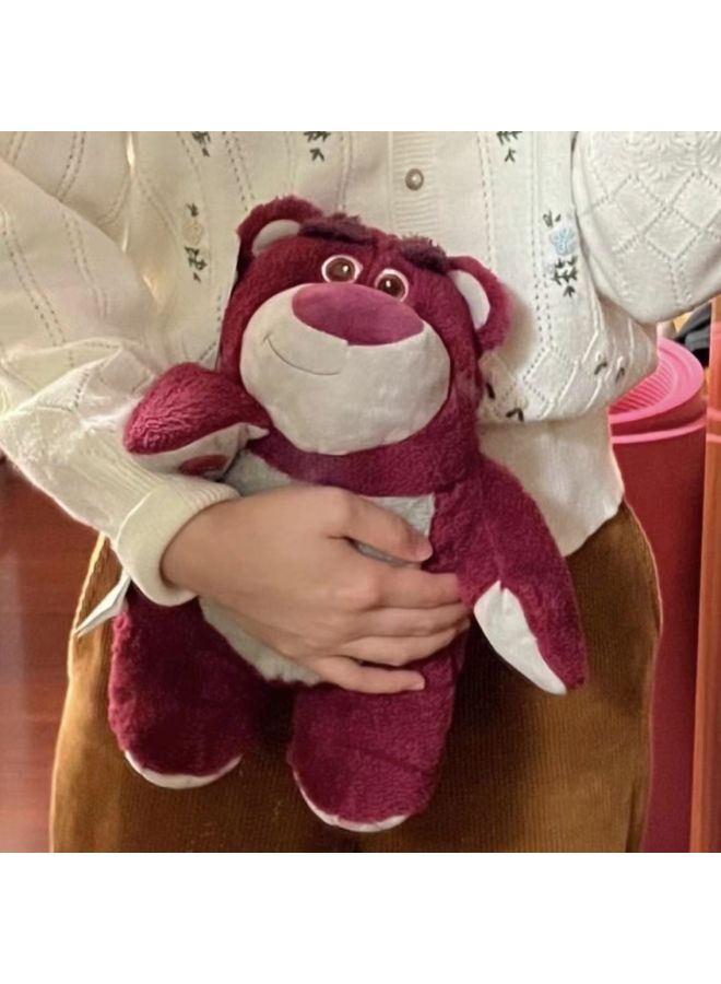 Stiffer Hot Water Bag Cartoon Shark Plush Hand Injection Bag Thickened Anti-Thick PVC Hand Warmer For Easy Removal And Washing-Color:Strawberry Bear (including Water Bag) 30*26cm  - Image 1