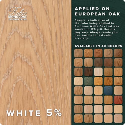 Rubio Monocoat Wood Stain & Finish 650 ft² - White 5% | Oil Plus 2C | Quick-Dry, Eco-Friendly Linseed Wood Oil for Indoor Use, Includes Accelerator (Part B) | Protector | 1.3 L - Image 2