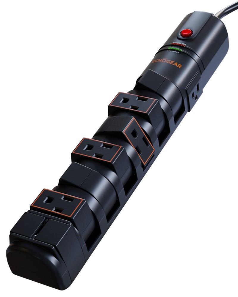 ECHOGEAR VoltSpin Surge Protector Power Strip with Rotating Outlets, Flat Plug, Long Cord, & Mounting Holes - Power Strip with Heavy Duty Surge Suppression Plus Built-in Cable Management - Image 1