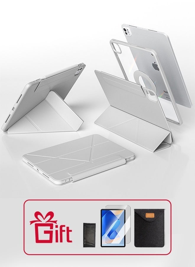 iPad 11th Generation Case (A16 2025) Case and iPad 10th 10.9 Inch Case With Pen Slot/720 Degree Convenient Magnetic Attachment/Shockproof Y Folding Stand/Auto Sleep/Wake Slim Stand/AED 35 Gift Set Anti-Glare Protective Film/Felt Tablet Pouch -Gray - Image 1