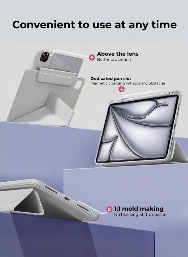 iPad 11th Generation Case (A16 2025) Case and iPad 10th 10.9 Inch Case With Pen Slot/720 Degree Convenient Magnetic Attachment/Shockproof Y Folding Stand/Auto Sleep/Wake Slim Stand/AED 35 Gift Set Anti-Glare Protective Film/Felt Tablet Pouch -Gray - Image 4