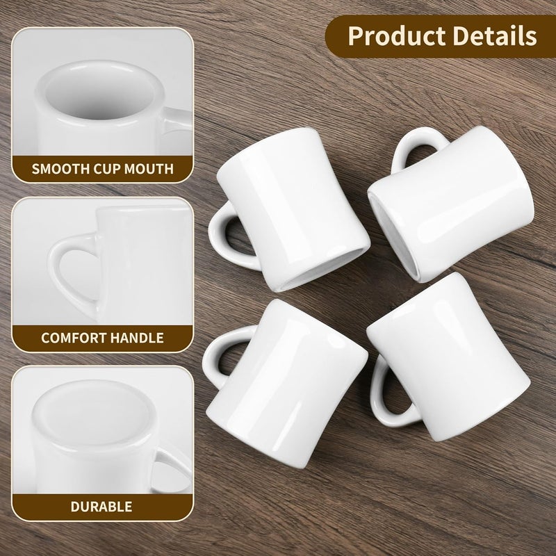 CAILIDE 11oz White Diner Coffee Mug Set of 4 Ceramic Mugs Great for Kitchen Set Travel and Hot Tea White - Image 3