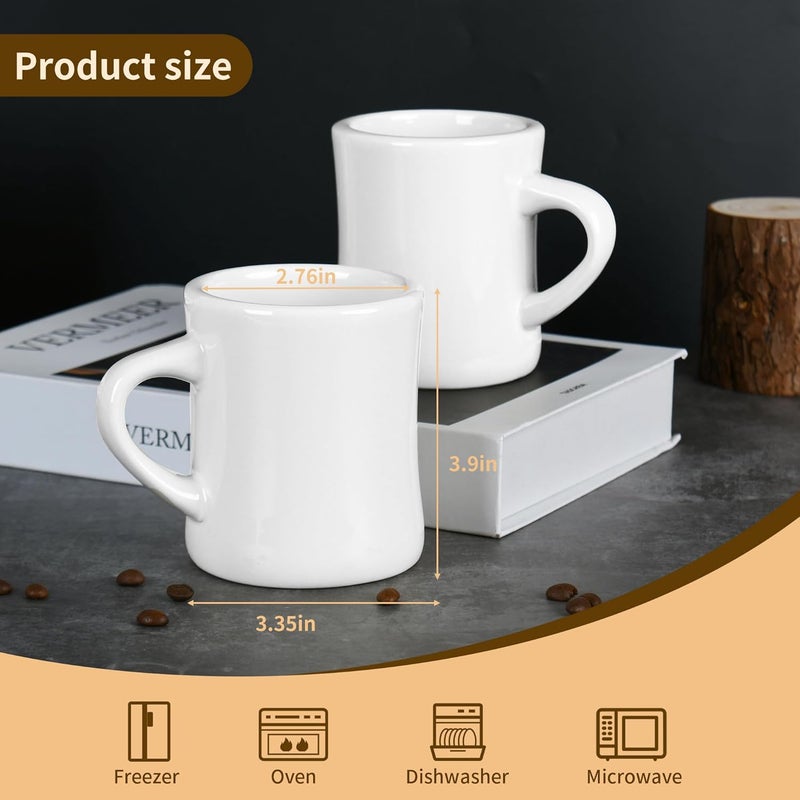 CAILIDE 11oz White Diner Coffee Mug Set of 4 Ceramic Mugs Great for Kitchen Set Travel and Hot Tea White - Image 2