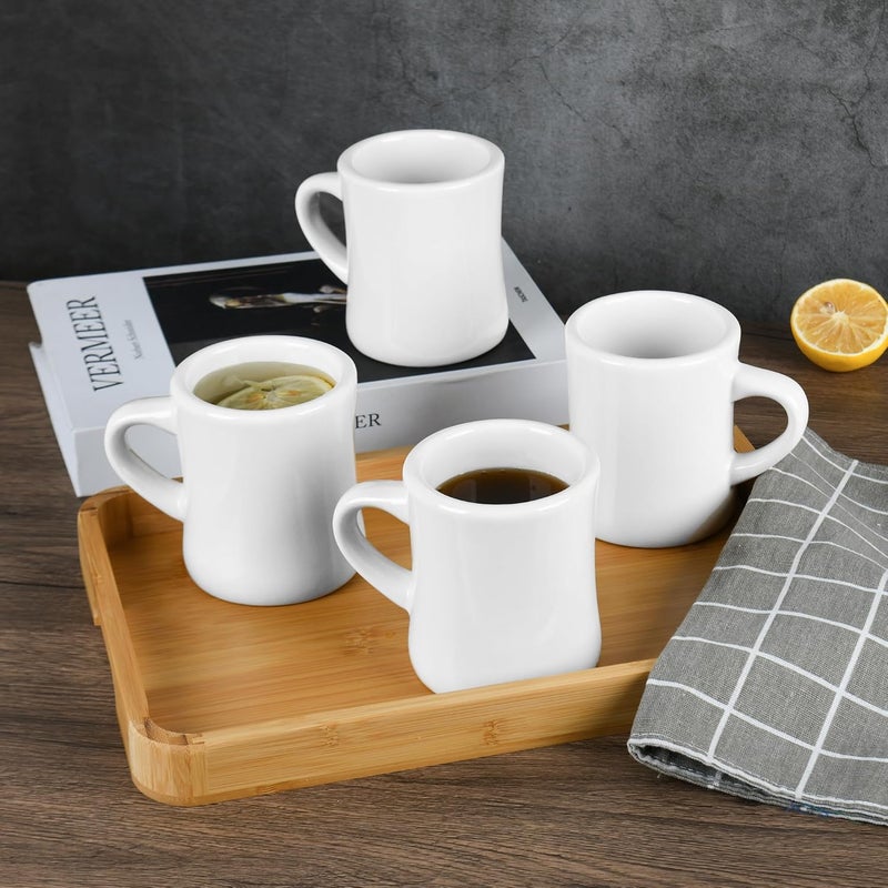 CAILIDE 11oz White Diner Coffee Mug Set of 4 Ceramic Mugs Great for Kitchen Set Travel and Hot Tea White - Image 5