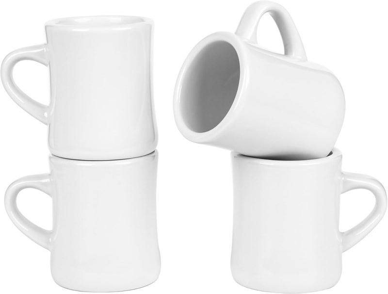 CAILIDE 11oz White Diner Coffee Mug Set of 4 Ceramic Mugs Great for Kitchen Set Travel and Hot Tea White - Image 1