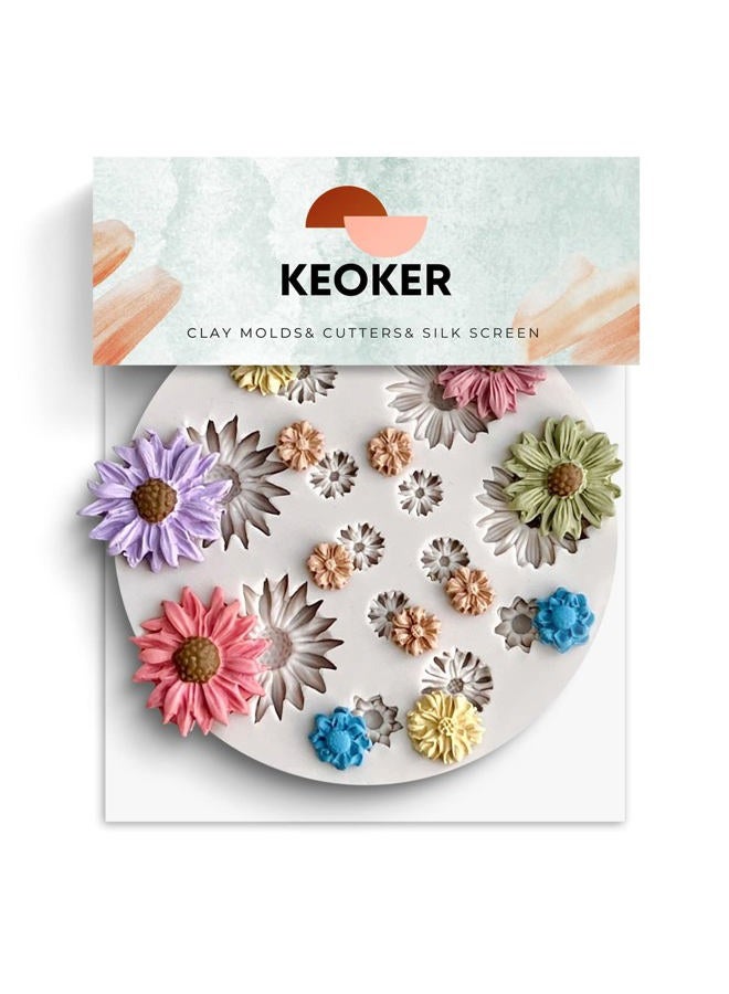 KEOKER Flower Polymer Clay Molds - Daisy Miniature Clay Molds for Jewelry Making, Earrings Decoration (Small Flower) - Image 1