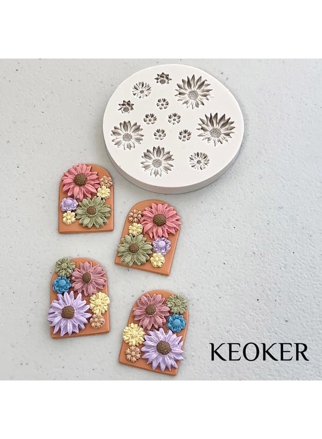KEOKER Flower Polymer Clay Molds - Daisy Miniature Clay Molds for Jewelry Making, Earrings Decoration (Small Flower) - Image 3
