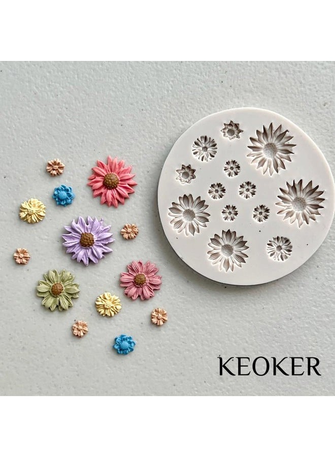 KEOKER Flower Polymer Clay Molds - Daisy Miniature Clay Molds for Jewelry Making, Earrings Decoration (Small Flower) - Image 5