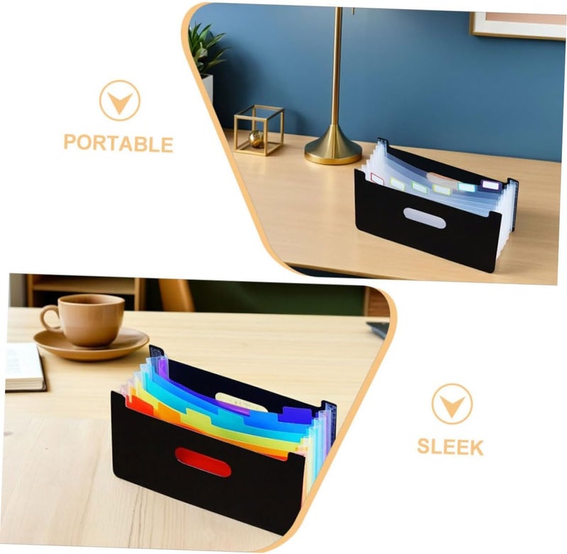 Operitacx 2pcs Mini Accordion File Organizer for Receipt Coupon and Document Storage, 7-Pocket Expanding Folder Without Lid, Paper File Folder Organizer for Office and Business Use, - Image 3