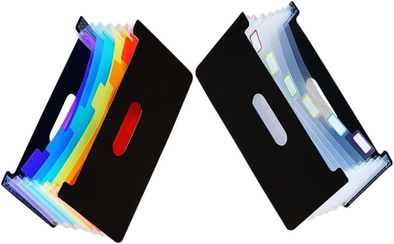 Operitacx 2pcs Mini Accordion File Organizer for Receipt Coupon and Document Storage, 7-Pocket Expanding Folder Without Lid, Paper File Folder Organizer for Office and Business Use, - Image 1