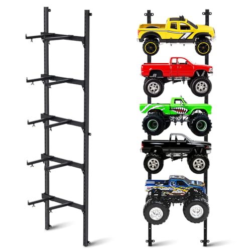 AceOrbit RC Car Stand Wall Mount 5 Layer Adjustable RC Car Racks Storage Display with Screws Crawler Trucks Workstation Model Shelf Wall Hanger for 16 110 112 118 124 132 Scale Cars Trucks - Image 1
