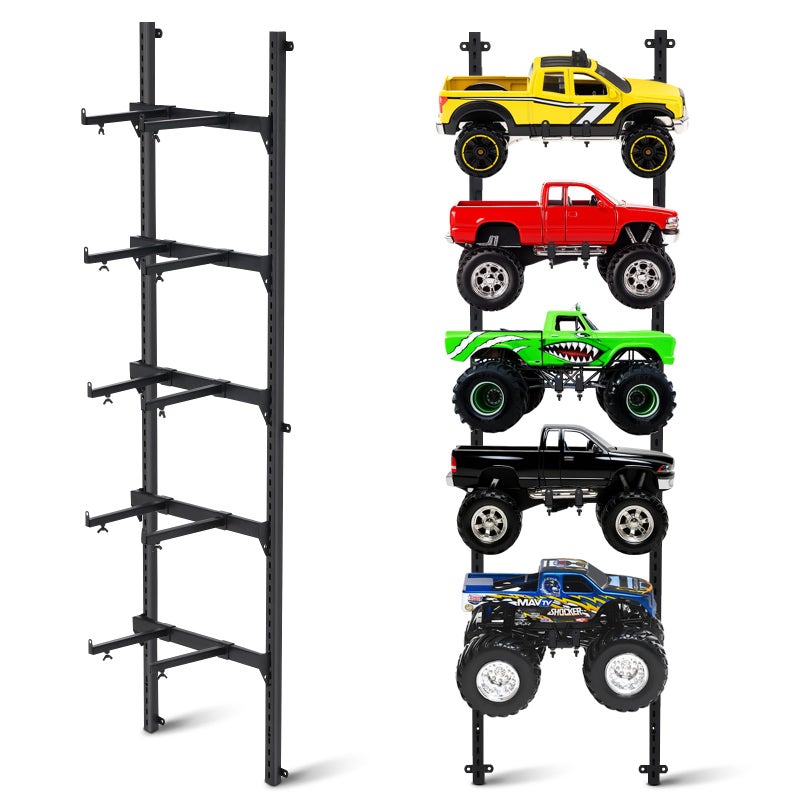 AceOrbit RC Car Stand Wall Mount 5 Layer Adjustable RC Car Racks Storage Display with Screws Crawler Trucks Workstation Model Shelf Wall Hanger for 16 110 112 118 124 132 Scale Cars Trucks - Image 3