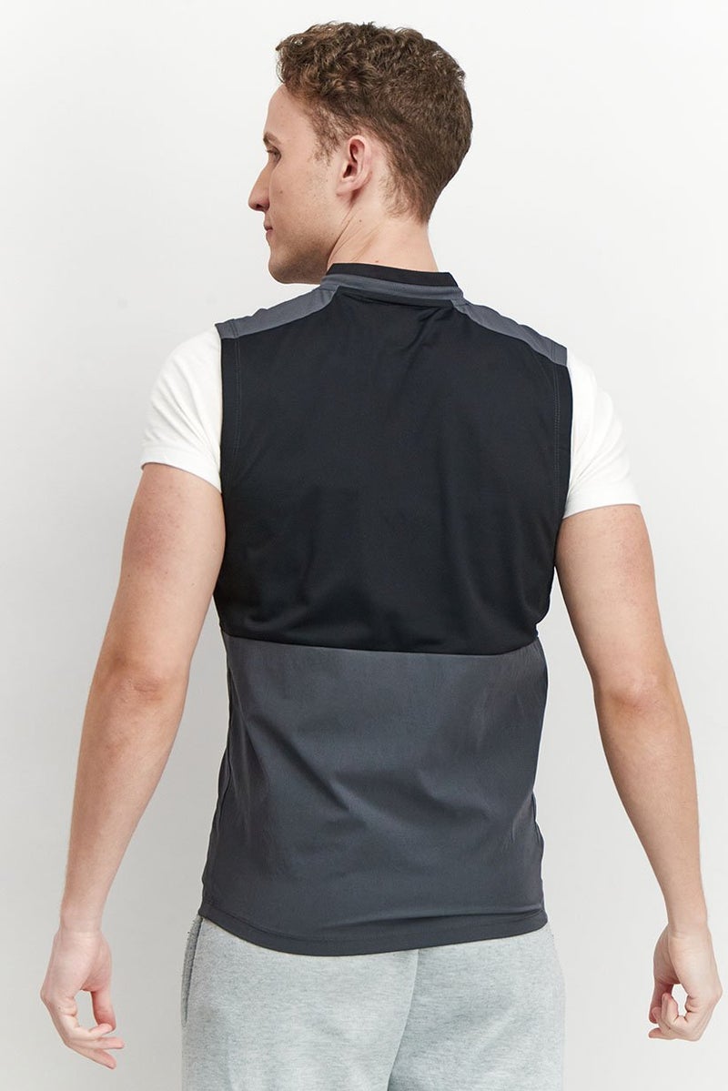 RBX Men Sportswear Fit Sleeveless Training Full Zip Vest, Dark Grey - Image 3