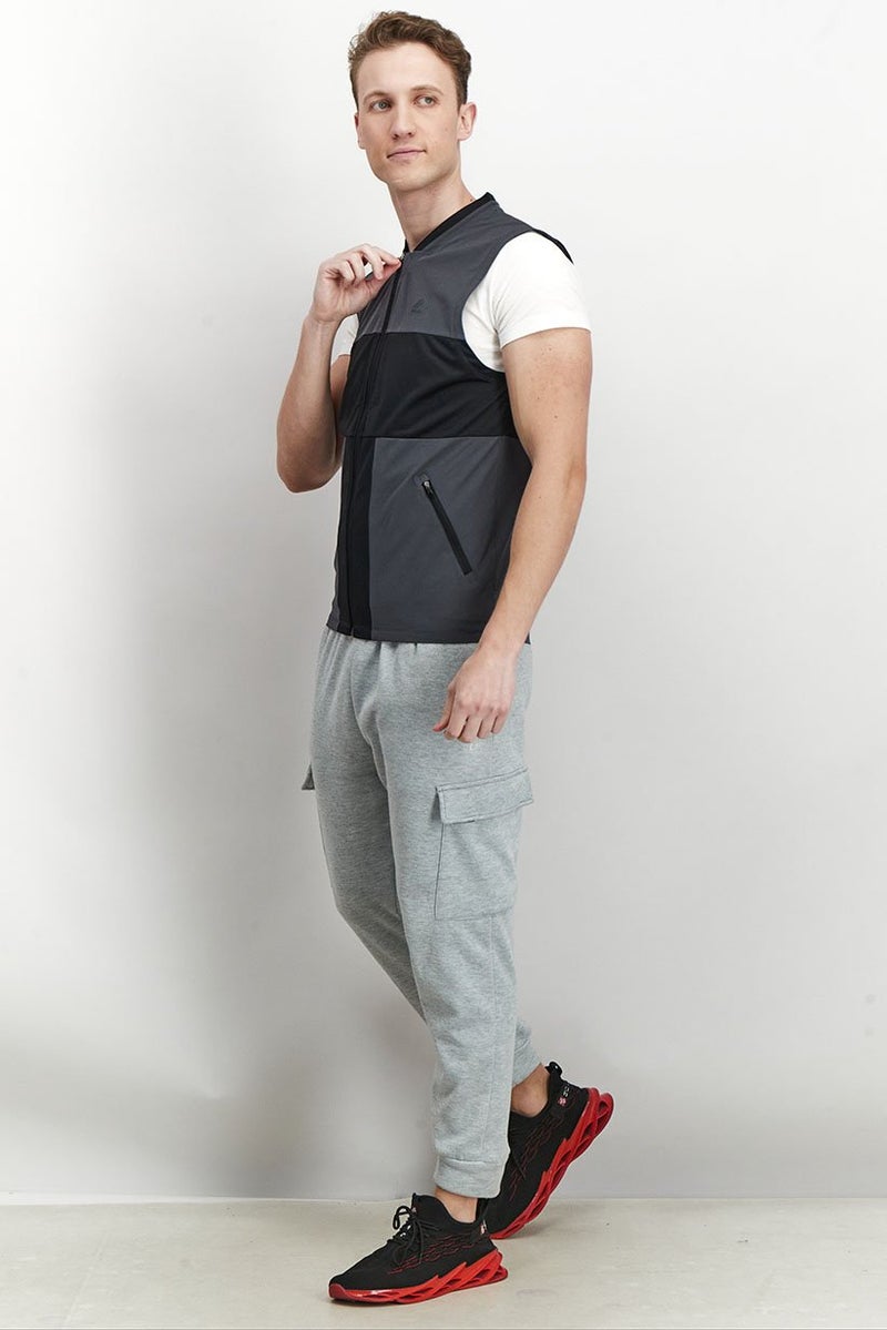 RBX Men Sportswear Fit Sleeveless Training Full Zip Vest, Dark Grey - Image 2