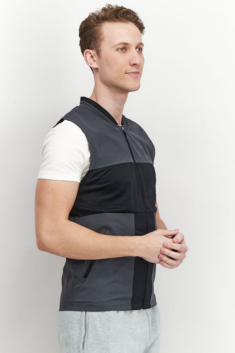 RBX Men Sportswear Fit Sleeveless Training Full Zip Vest, Dark Grey - Image 4