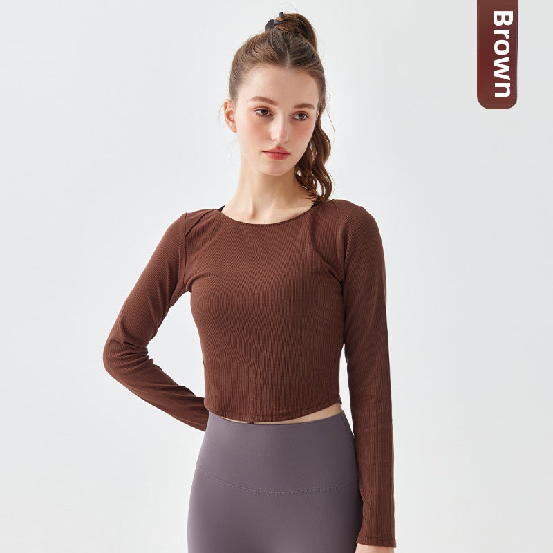 Generic Slim Fit Autumn Workout Tee Brown - Image 1