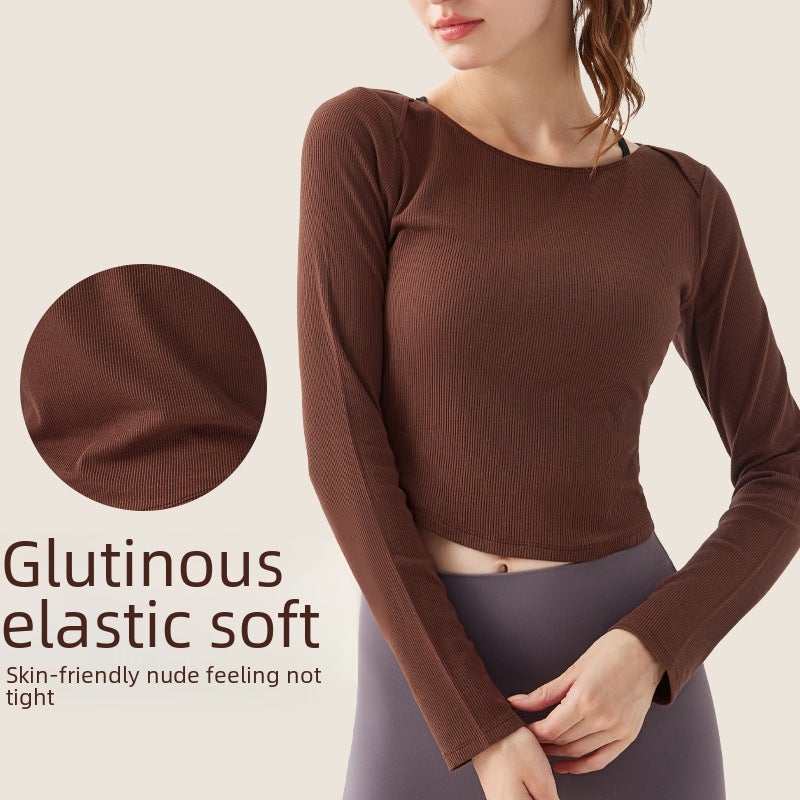 Generic Slim Fit Autumn Workout Tee Brown - Image 4