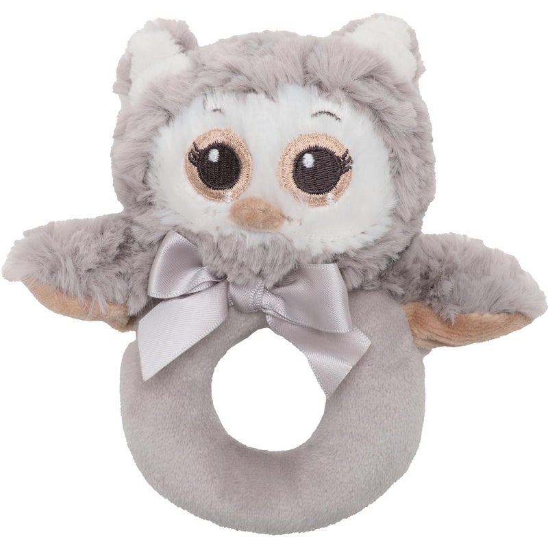 Bearington Collection Bearington Baby Lil Owlie Plush Stuffed Animal Gray Owl Soft Ring Rattle 55 Newborn Toys 