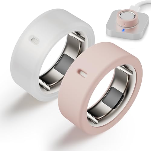Snyeest Protector Compatible for Oura Ring 4/Gen 4 Ceramic/Gen 3 Cover,Silicone Anti-Scratch Elastic Ring Finger Case Woking Out Gym for Women Men- Clear+Pink -M for 8/9/10/11 - Image 1