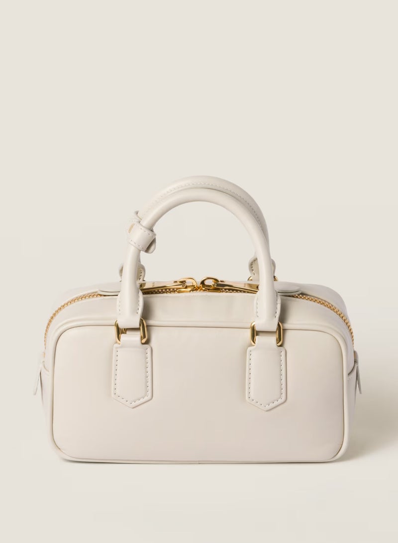 مياو مياو حقيبة ميو أركادي الجلدية، حقيبة توت جلدية نسائية، حقيبة كتف جلدية نسائية، حقيبة كروس جلدية نسائية، حقيبة يد، بيضاء - Image 3