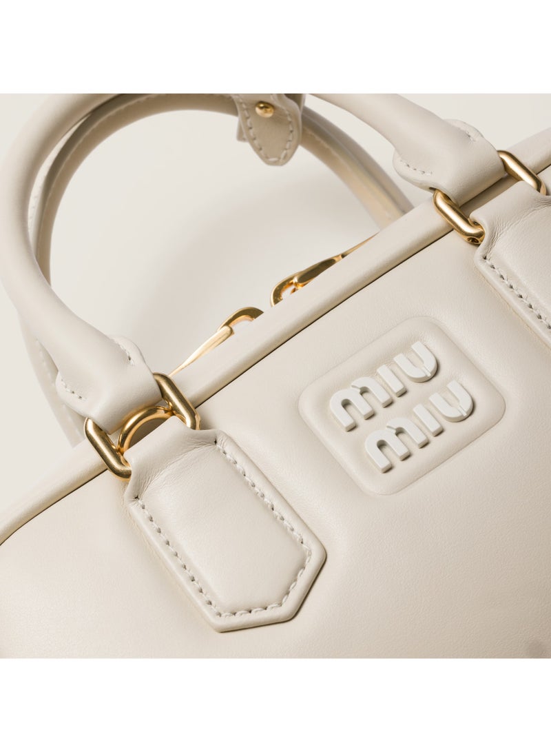 مياو مياو حقيبة ميو أركادي الجلدية، حقيبة توت جلدية نسائية، حقيبة كتف جلدية نسائية، حقيبة كروس جلدية نسائية، حقيبة يد، بيضاء - Image 5