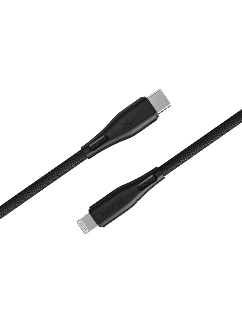 MYX Turbo Cables Type-C to Lightning 1.2m Braided  Black