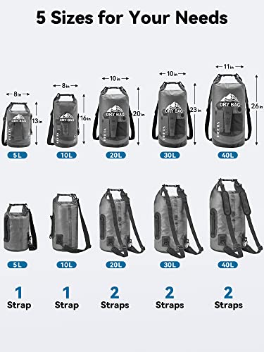 HEETA Dry Bag Waterproof for Women Men, Roll Top Lightweight Dry Storage Bag Backpack with Phone Case for Travel Swimming Boating Kayaking Paddle Board Camping Beach Accessories (Black, 40L) - Image 2