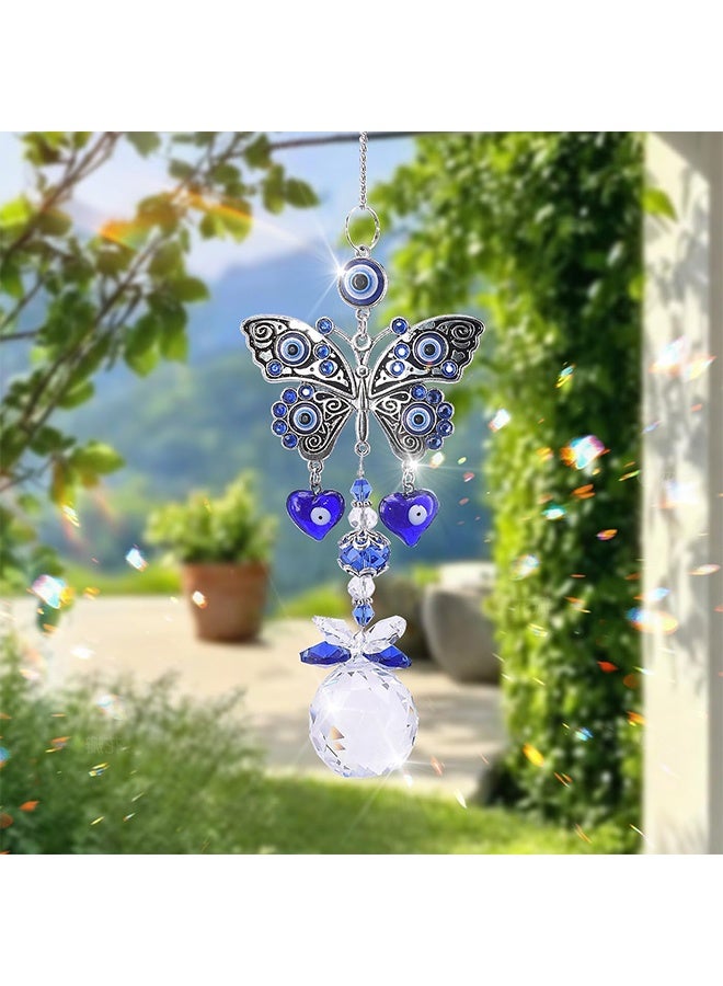 ليمون فراشة عين الشر الزرقاء التركية، معلقة على الحائط مع زينة كريستالية لديكور المنزل، وحماية نعمة الحظ السعيد، والدفء المنزلي، وهدية عيد ميلاد - Image 3