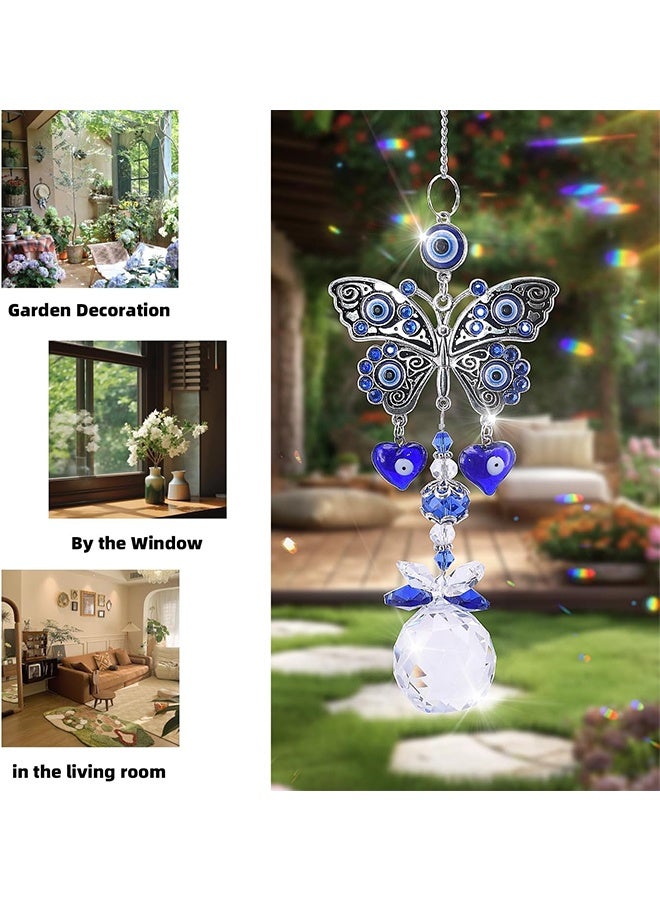 ليمون فراشة عين الشر الزرقاء التركية، معلقة على الحائط مع زينة كريستالية لديكور المنزل، وحماية نعمة الحظ السعيد، والدفء المنزلي، وهدية عيد ميلاد - Image 4