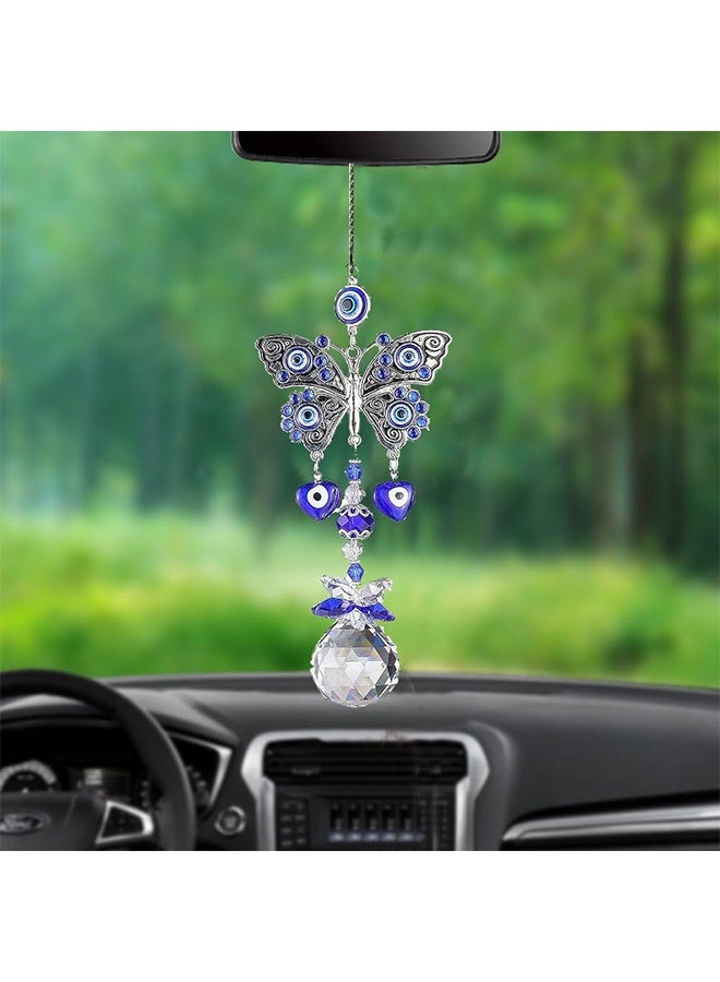 ليمون فراشة عين الشر الزرقاء التركية، معلقة على الحائط مع زينة كريستالية لديكور المنزل، وحماية نعمة الحظ السعيد، والدفء المنزلي، وهدية عيد ميلاد - Image 1