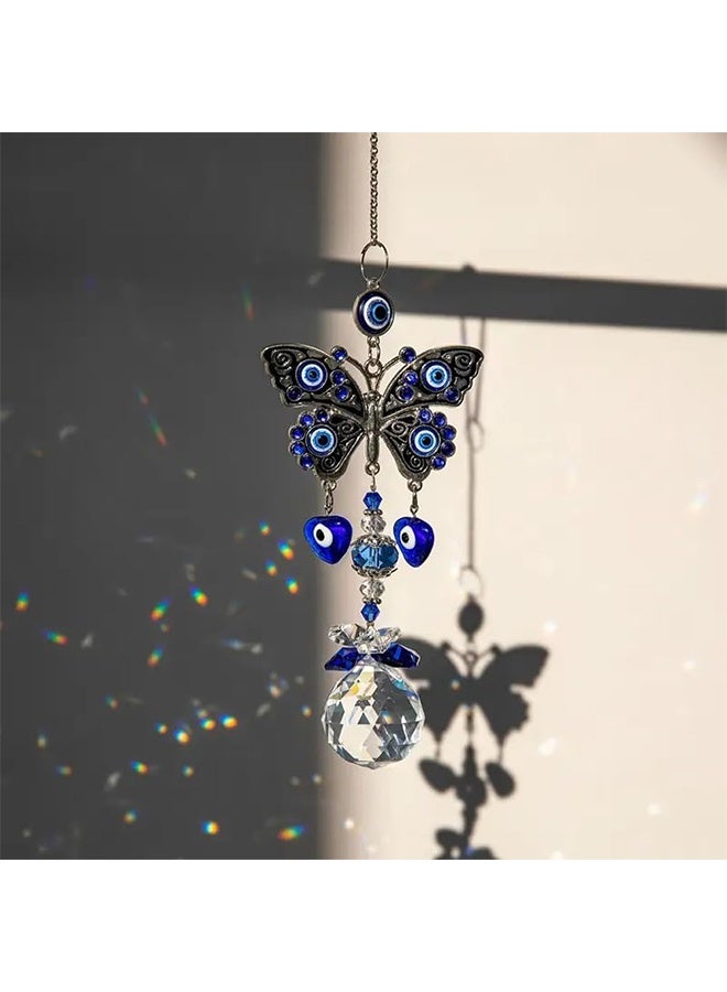 ليمون فراشة عين الشر الزرقاء التركية، معلقة على الحائط مع زينة كريستالية لديكور المنزل، وحماية نعمة الحظ السعيد، والدفء المنزلي، وهدية عيد ميلاد - Image 2