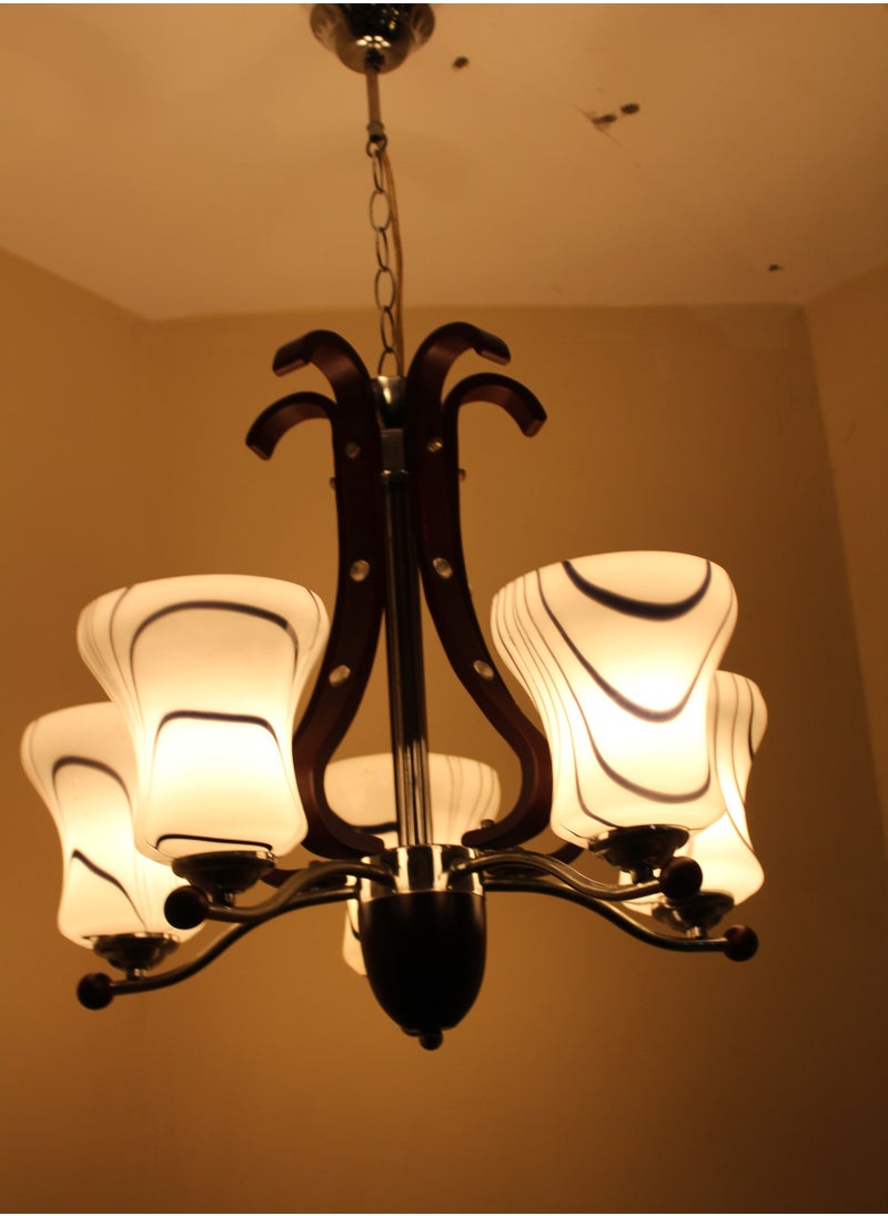 Generic Modern chandelier 5 lamps wood* metal  - Image 1
