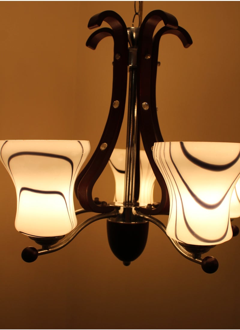 Generic Modern chandelier 5 lamps wood* metal  - Image 2