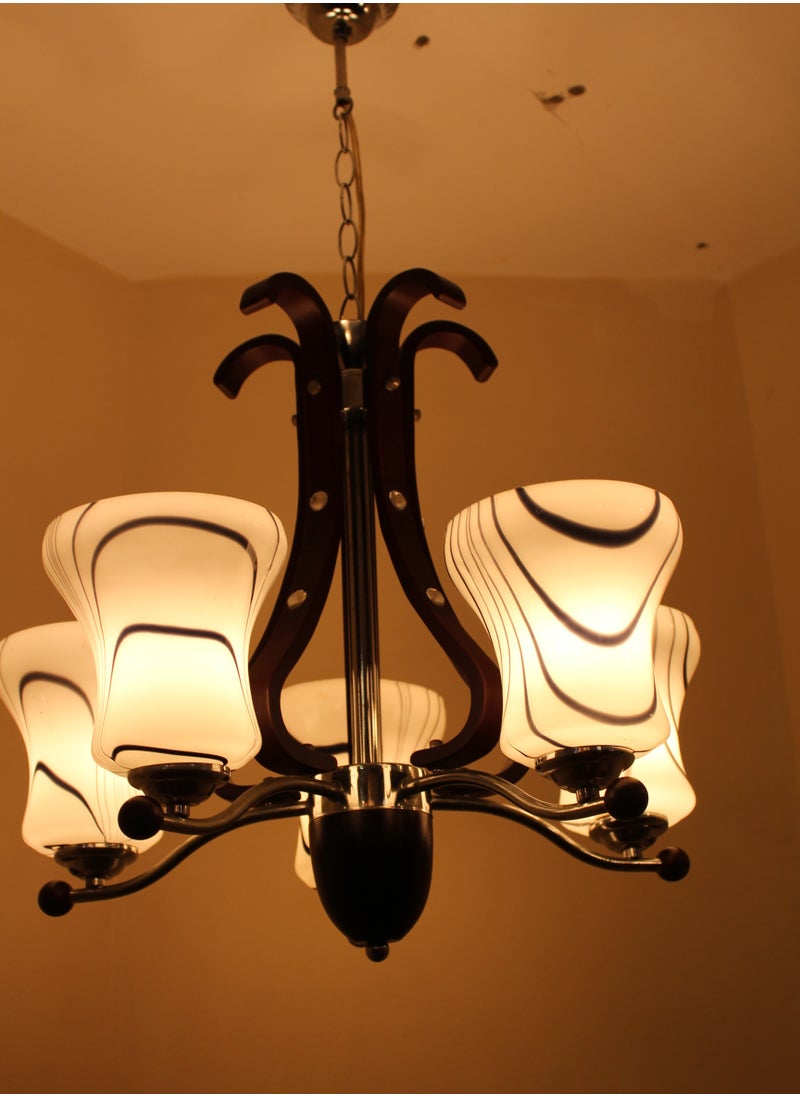 Generic Modern chandelier 5 lamps wood* metal  - Image 4