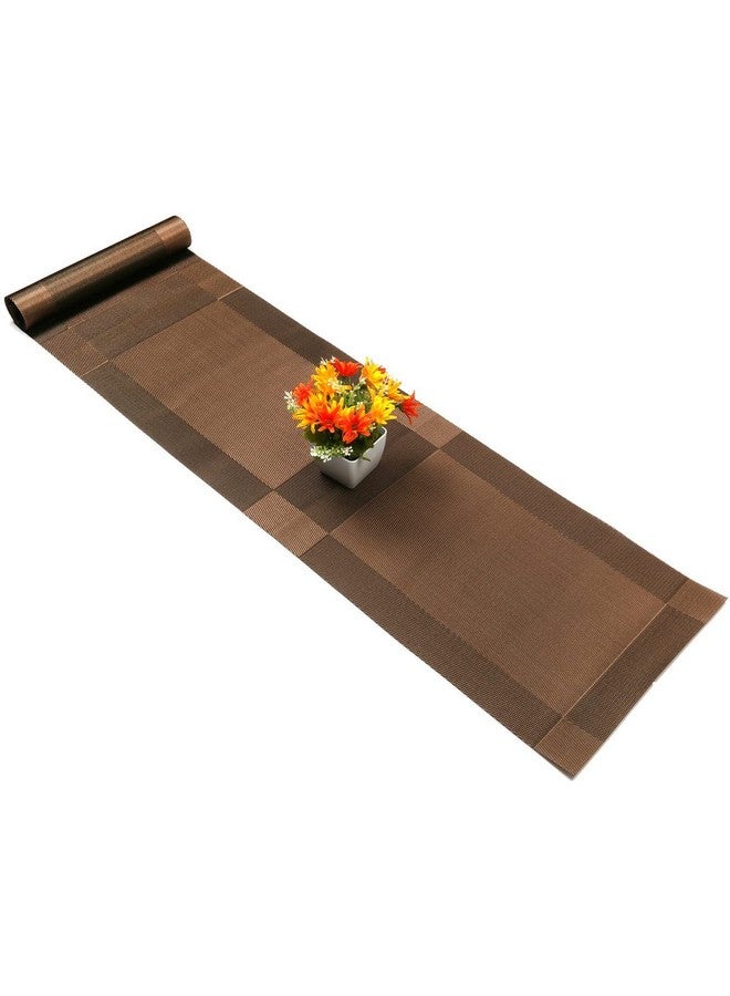 Baskety طاولة طعام بسكتي مصنوعة من الفينيل المنسوج سهلة التنظيف قابلة للغسل بني 180 * 30 سم عبوة من 1 - Image 1