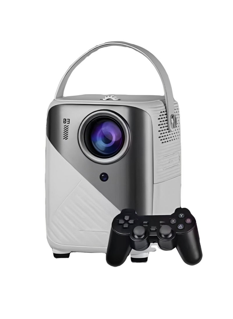 Rock Pow - 4K HD Retro Game Console & Projector Combo – 64GB Classic Games, 10,000+ Games, Wireless Controller, 2-in-1 Portable Projector with Hi-Fi Sound & 180° Rotation, Wi-Fi & Bluetooth 5.0, 130-inch Screen - Image 1