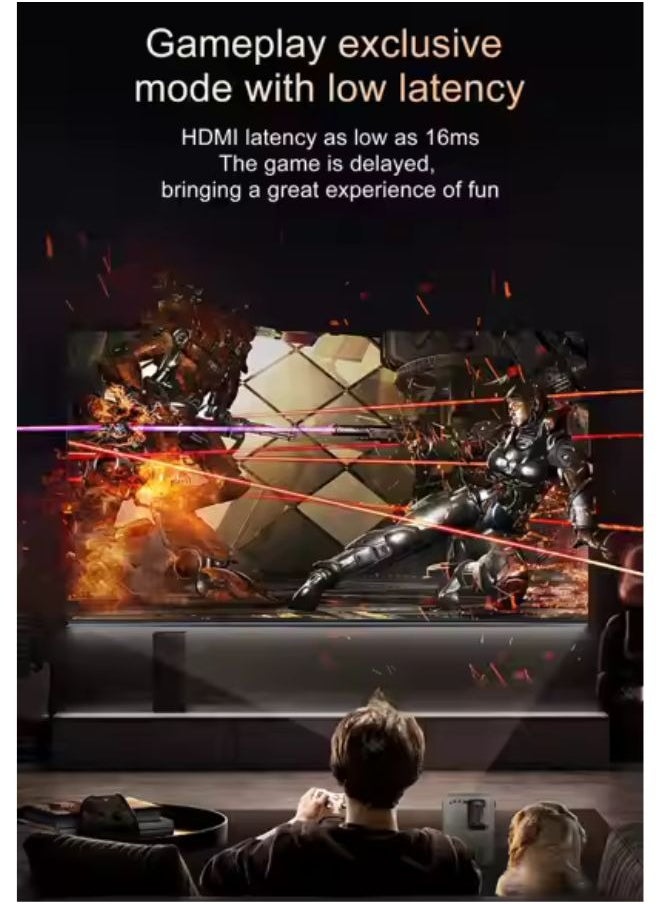 Rock Pow - 4K HD Retro Game Console & Projector Combo – 64GB Classic Games, 10,000+ Games, Wireless Controller, 2-in-1 Portable Projector with Hi-Fi Sound & 180° Rotation, Wi-Fi & Bluetooth 5.0, 130-inch Screen - Image 1