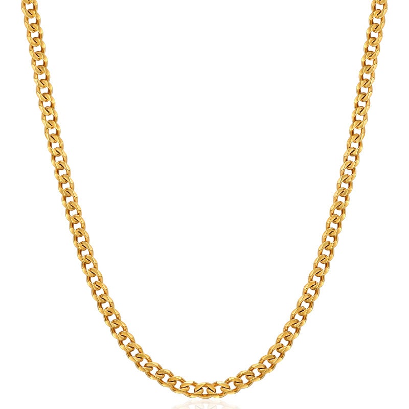 Fiusem 3.5mm Gold Chains for Men, 18K Gold Plated Mens Necklace Chains, Stainless Steel Cuban Link Chain Necklace for Men and Women, Mens Chains 18 Inch - Image 1