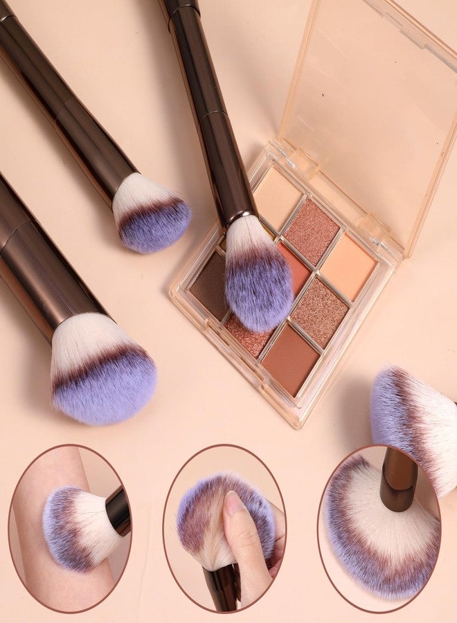 Neyauo 4 Pcs Face Makeup Brushes Double-ended Kabuki Contour Brush Soft Foundation Makeup Brush for Liquid Concealer Cream Cosmetics Blending Blush(Coffee) - Image 5