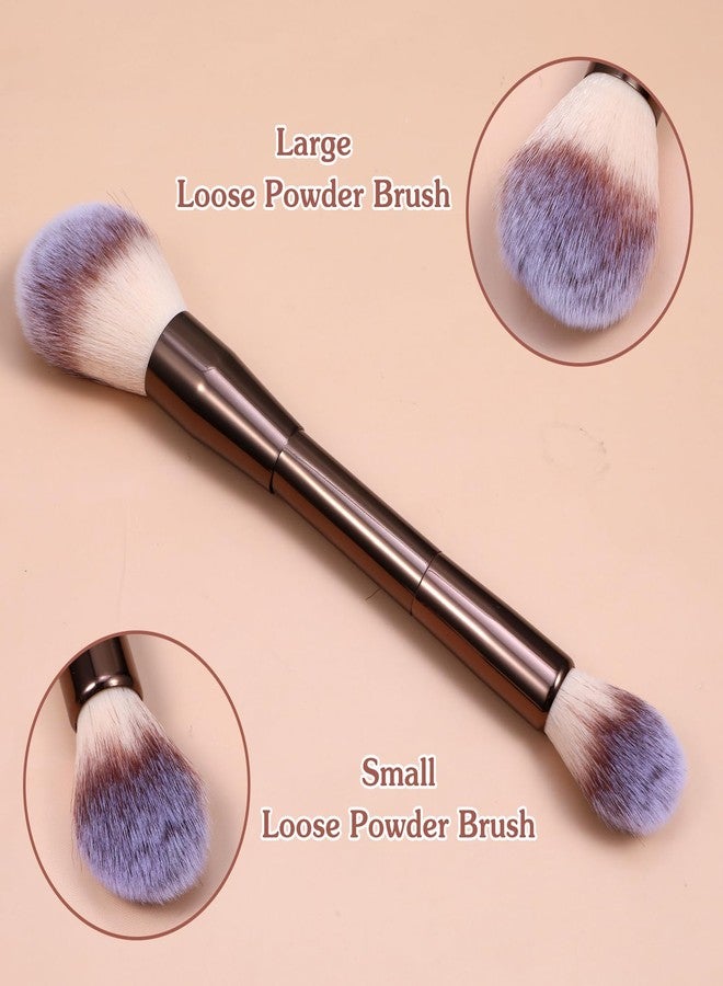 Neyauo 4 Pcs Face Makeup Brushes Double-ended Kabuki Contour Brush Soft Foundation Makeup Brush for Liquid Concealer Cream Cosmetics Blending Blush(Coffee) - Image 4