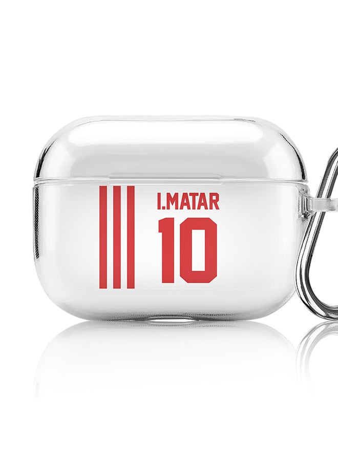 Stylizedd Classic Clear printed Case for Apple Airpods Pro Soft TPU Gel Thin Transparent Flexible Cover [Designed for Apple Airpods Pro] - Football Team - UAE, Player Name - I.Matar - Image 1
