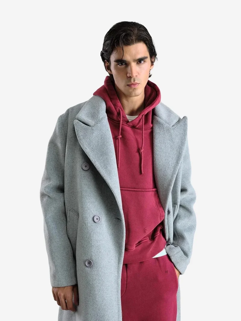 Giesto Grey GIESTO Long Buttoned Textured Jacket for Men | Best Price UAE